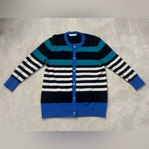 Neiman Marcus Striped Cashmere Cardigan